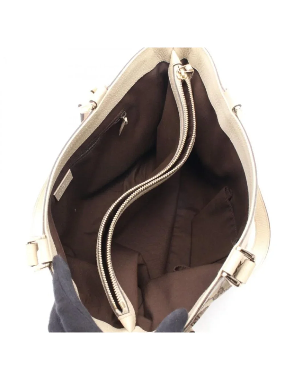 Gucci Tote Abbey Beige White Canvas Leather